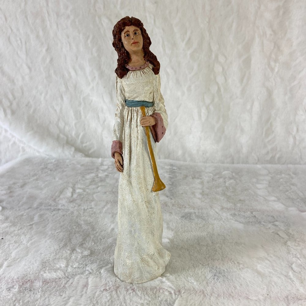 TNT 1993 Item 3531 Painted finished Pecan Resin Angel with Horn
